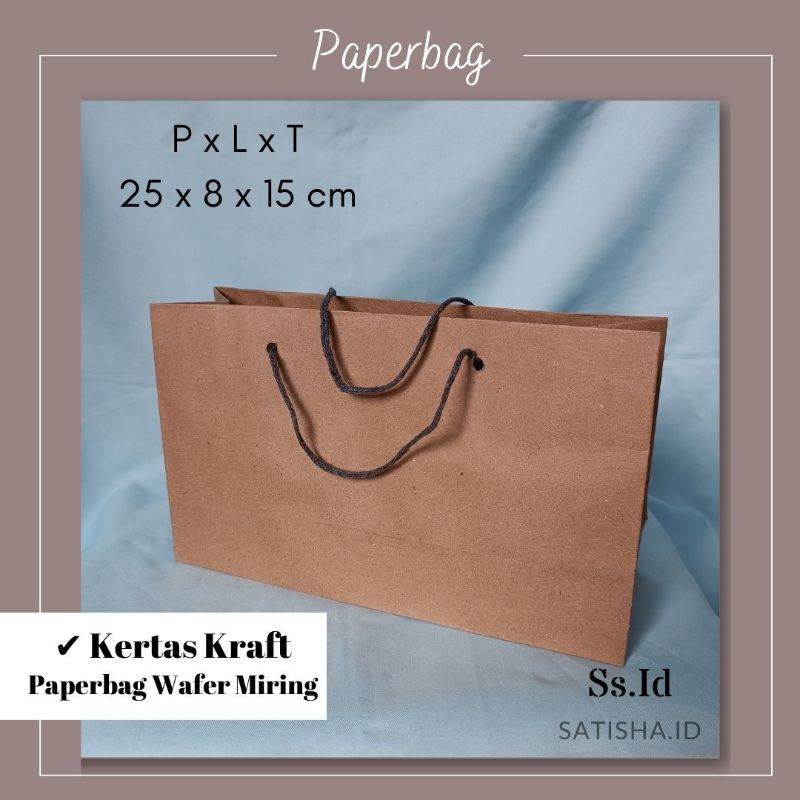 

Paperbag polos Coklat tas bungkus kado gift bahan kraft 15x25x8 (wafer miring)