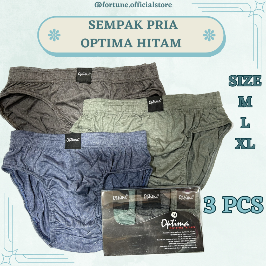 OPTIMA Celana Dalam Katun Pria Segitiga 3 Pcs Art.1938 CD Men's Briefs
