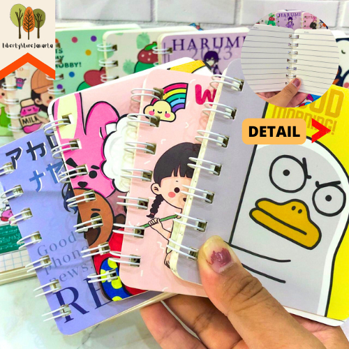 

Buku Spiral A7 Model Kartun isi 80 Lembar 8,2 cm X 10,5 cm Notebook Souvenir Alat Tulis Kantor Sekolah Ready COD