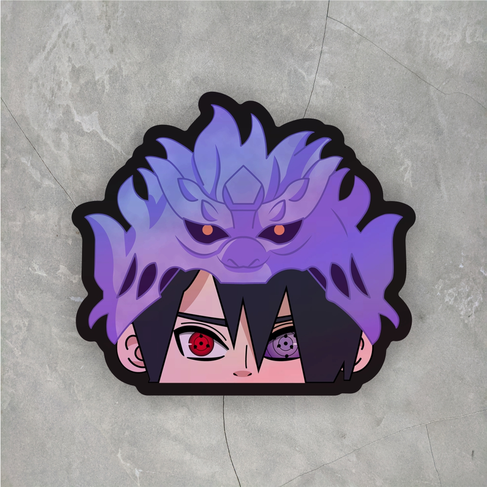 

Sticker Anime Hologram Hat Peeker Uchiha Sasuke ukuran 5,6 cm case hp dll