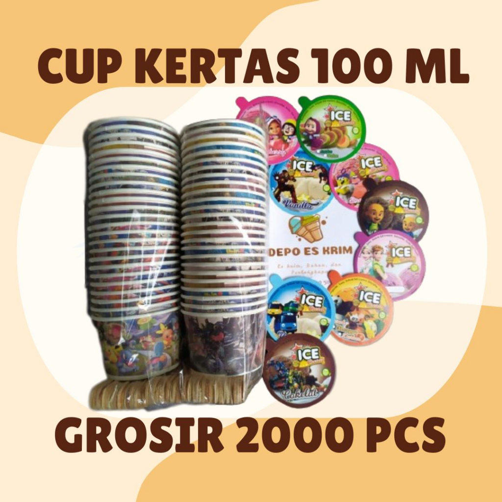 

GROSIR 2000 pcs Paper Cup Ice Cream 100 ml ( Cup Kertas Es Krim 100ml )