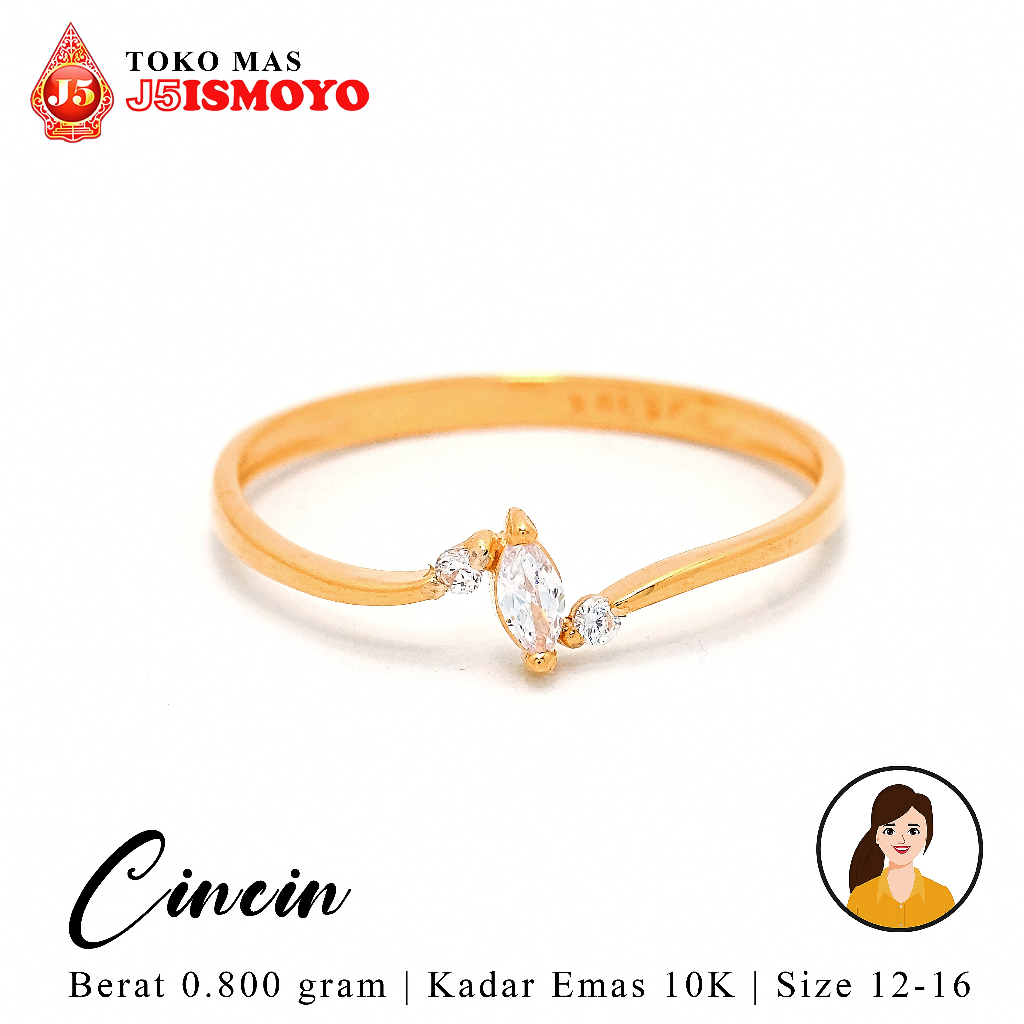 Cincin Emas 10 Karat Kitana New Arrivals Batu Putih J5 Ismoyo