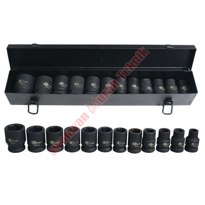 IWA Mata Sock Impact Wrench Set 12 Pcs Socket 6PT 10mm-24mm 1/2&quot; Cr-Mo