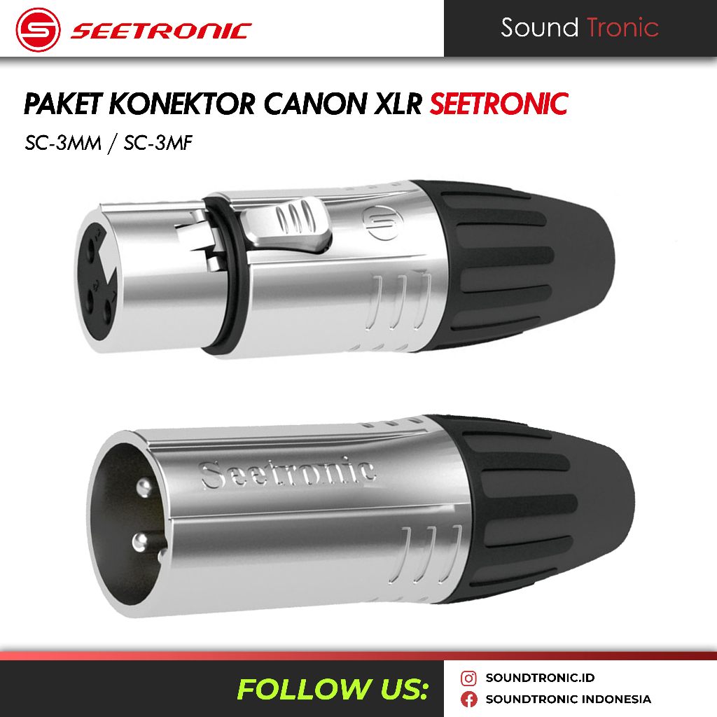 Seetronic SCMM3 SCMF3 Socket Jack Canon XLR Male Female Microphone Plug 3 pin