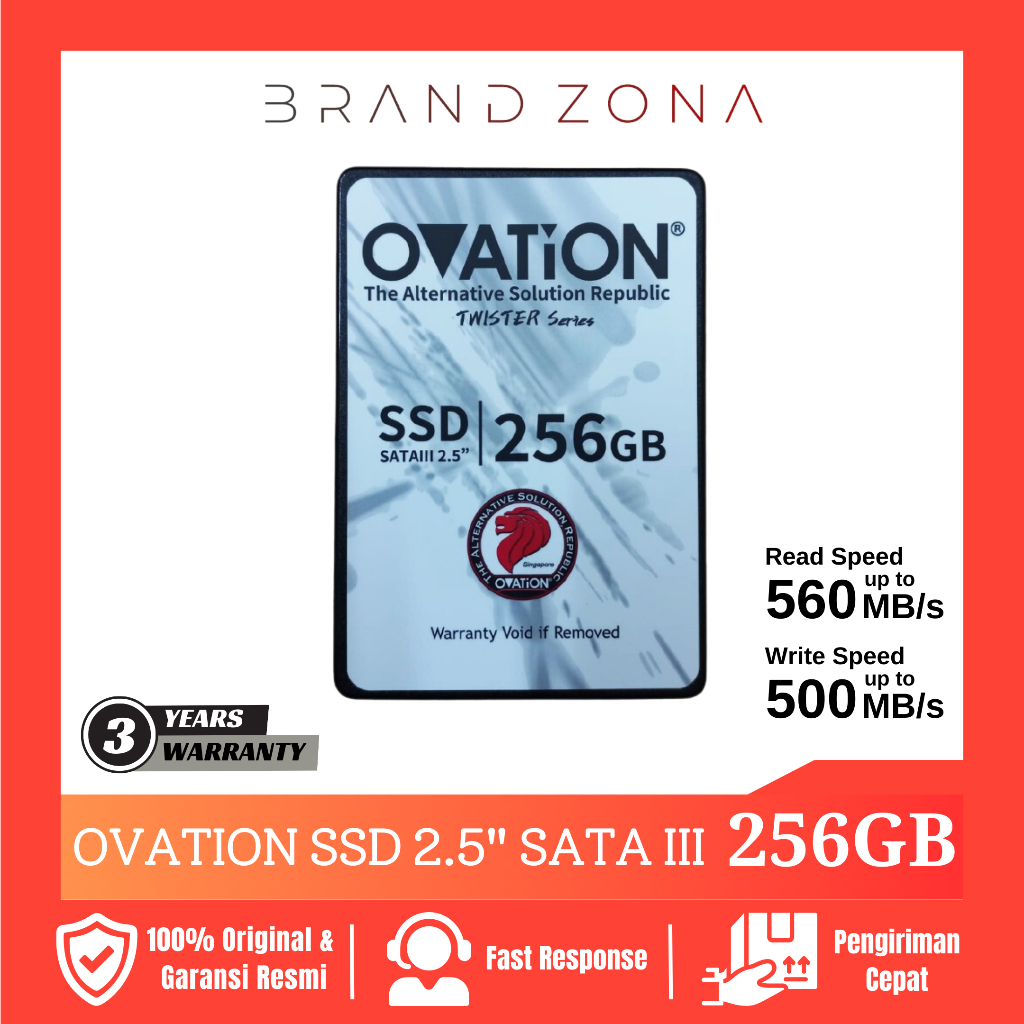 OVATION SSD 256GB 2.5" SATA3 Internal SSD SATA III 256 GB Garansi 3thn Comparable SSD 120GB / SSD 24