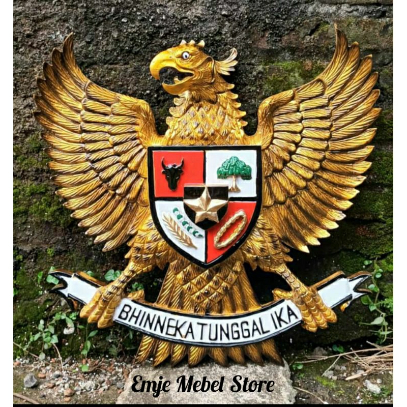 hiasan dekorasi dinding kayu lambang burung garuda jati pajangan ukir jumbo