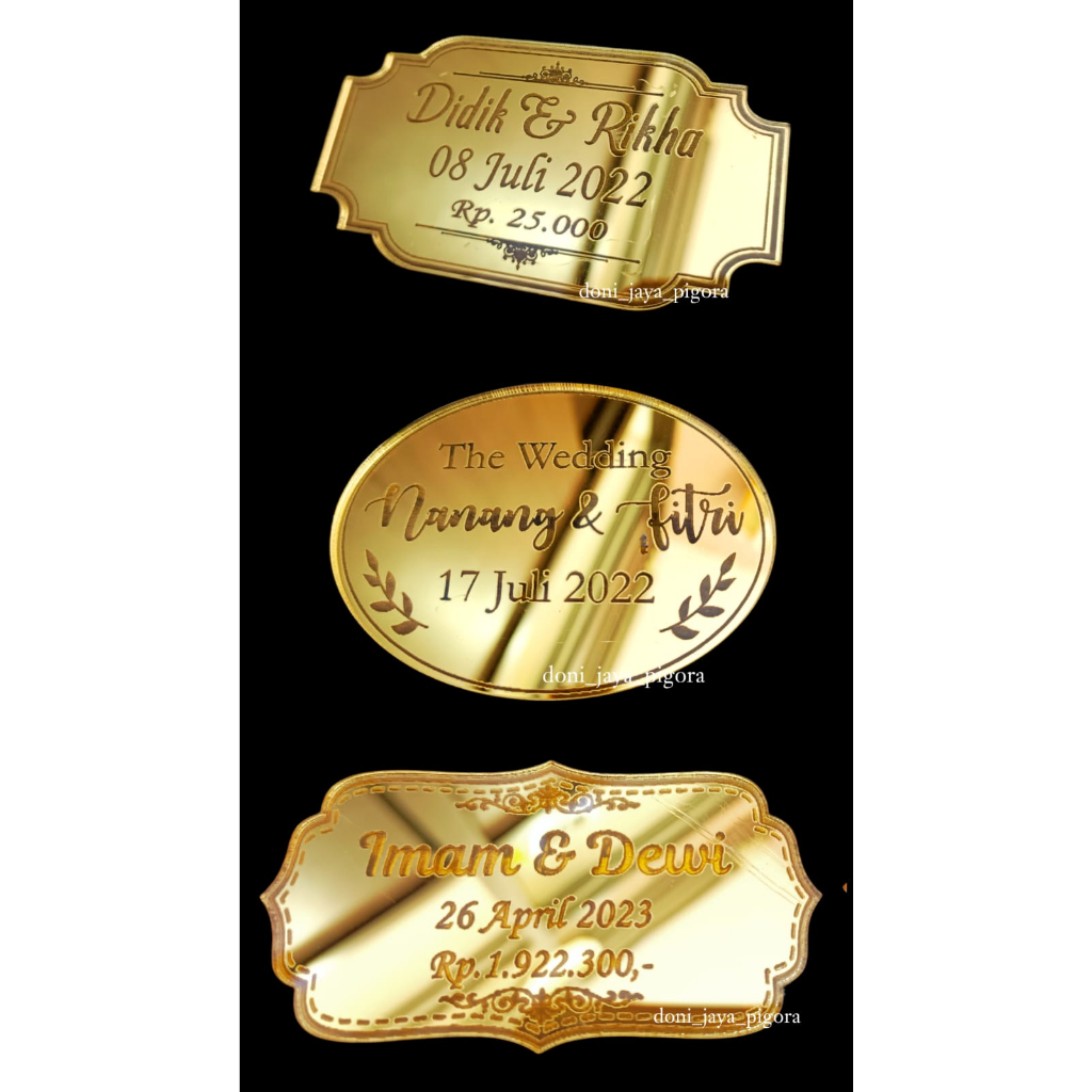 Akrilik Custom / Nama Mahar Emas Gold / nama akrilik / huruf akrilik