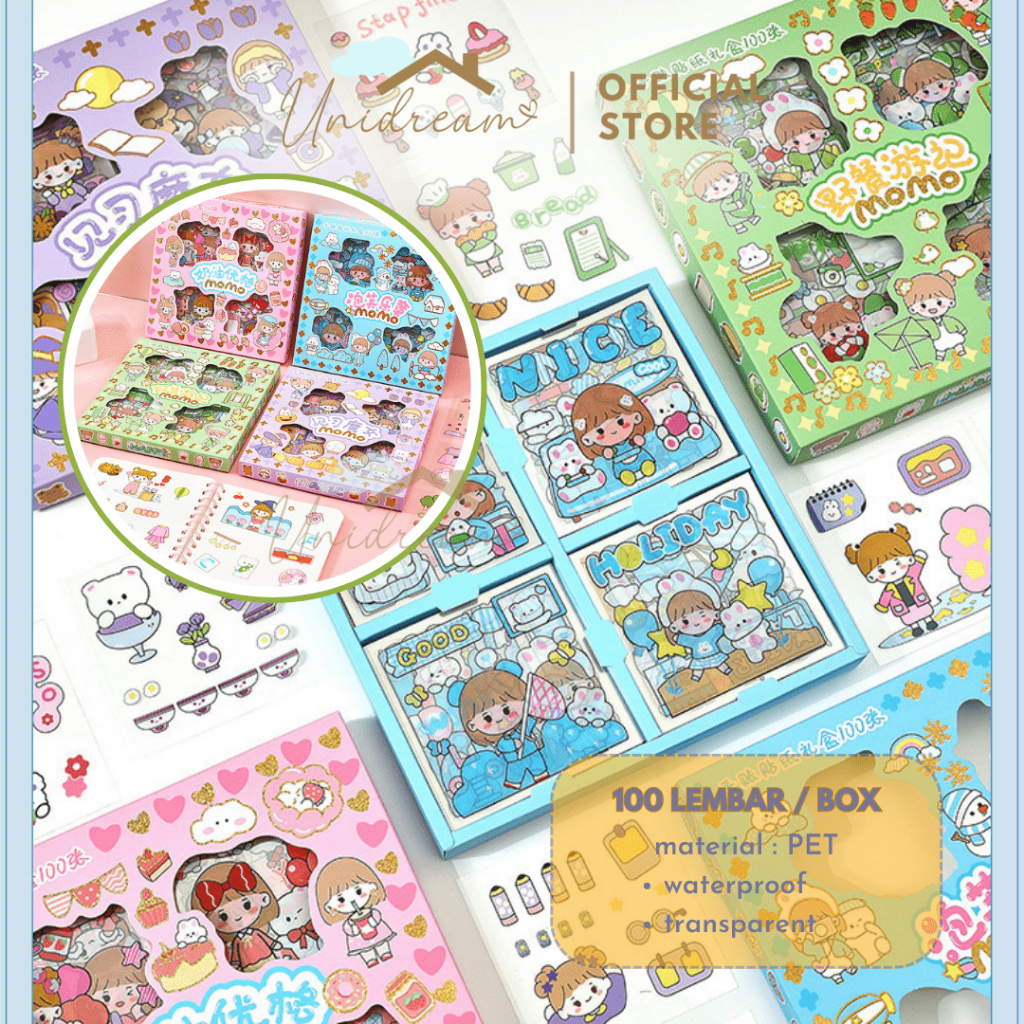 

Unidream - Set Sticker Korea 100 Lembar Tempelan Karakter Lucu Waterproof