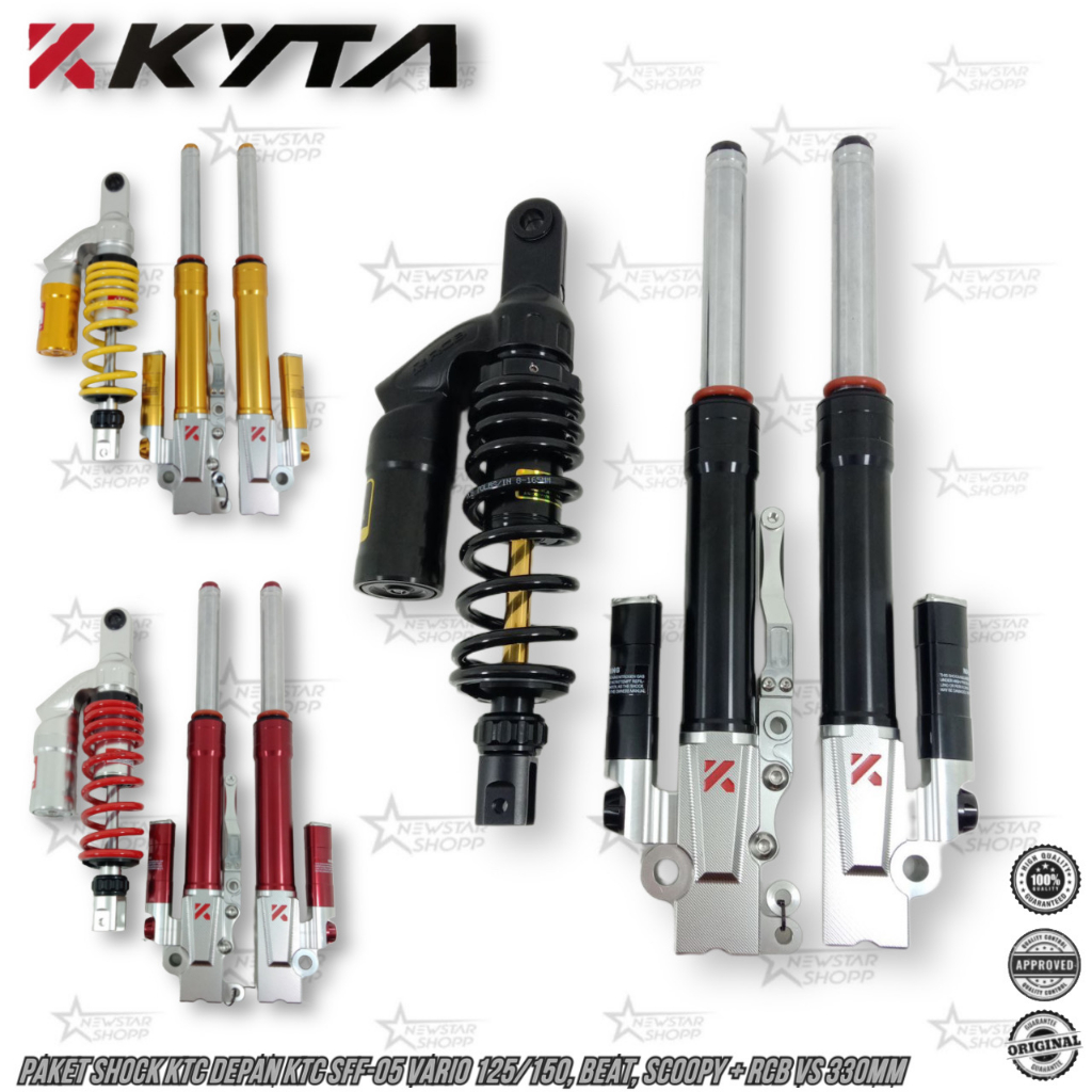 Shockbreaker Shock Tabung Depan KTC Kytaco SFF-05 / SFF05 + Belakang RCB Vs Series 330mm Vario 125 /