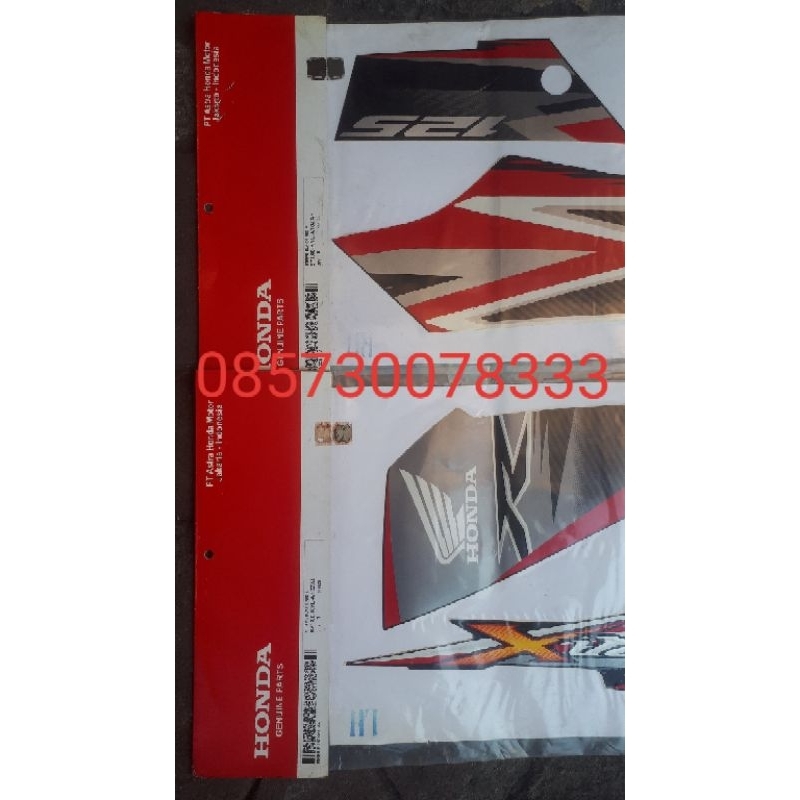 Striping Stiker Strip Polet SUPRA X125 TR 2008 2013 Original AHM R/L SEGEL. Warna Hitam/Merah
