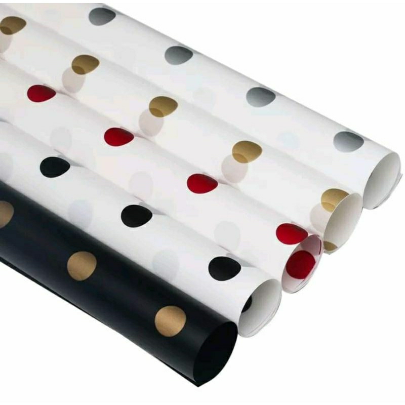 

(HARUS BELI KARDUS)Kertas Buket Polkadot/flower wrapping polkadot /kertas cellophane polkadot/Kertas kado/kertas wrapping bunga