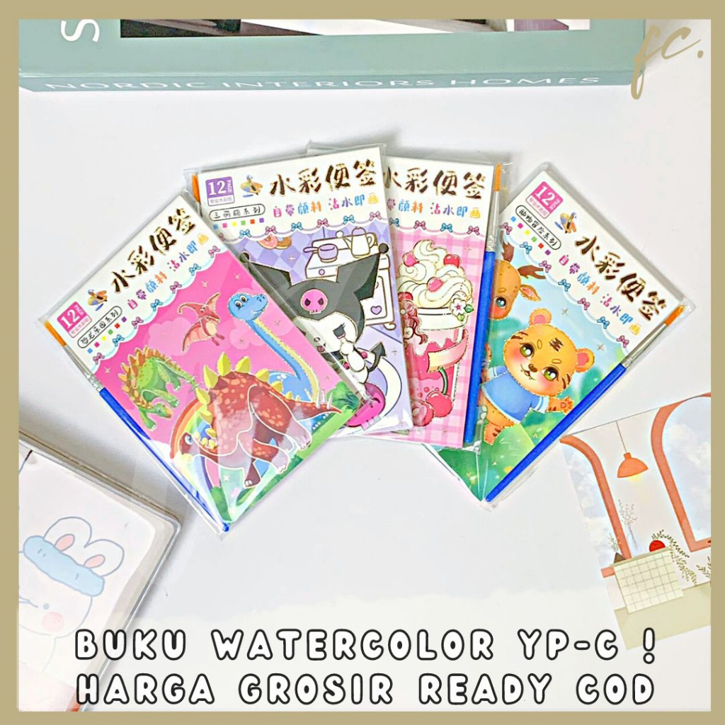 Buku Mewarnai Magic Watercolor Painting Melukis YP-C Gambar Kucing Sanrio Dinosaurus Cute Girl Harim