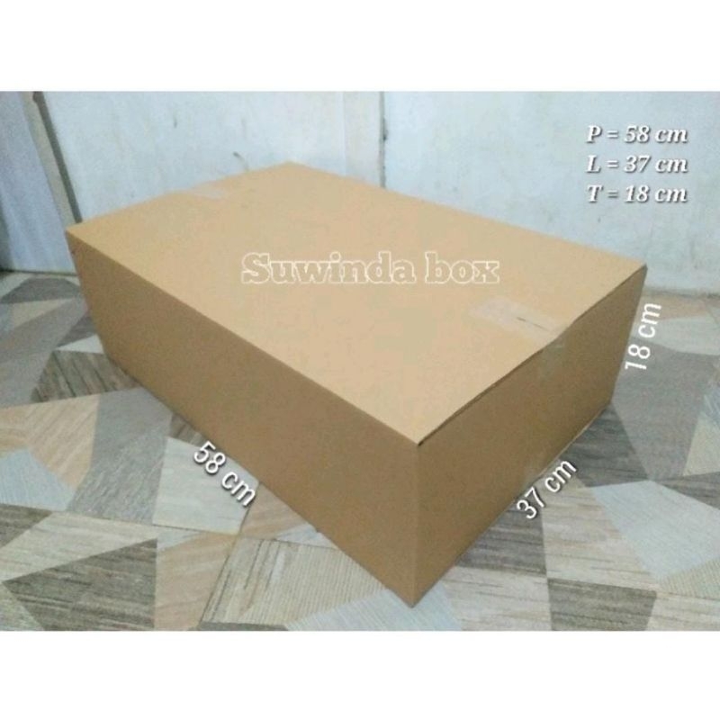 

Kardus box ukuran 58x37x18 cm Double wall polos