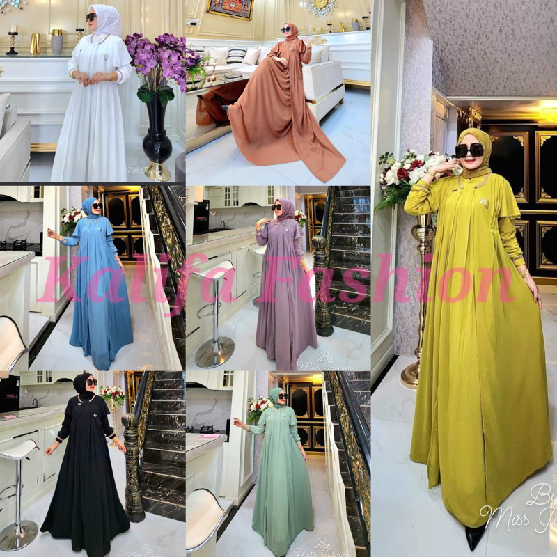 Syifa Abaya Jasmine Ori by Miss Jasmine M2Y / Gamis Abaya / Gamis Pesta / Gamis Polos / Baju Syari /