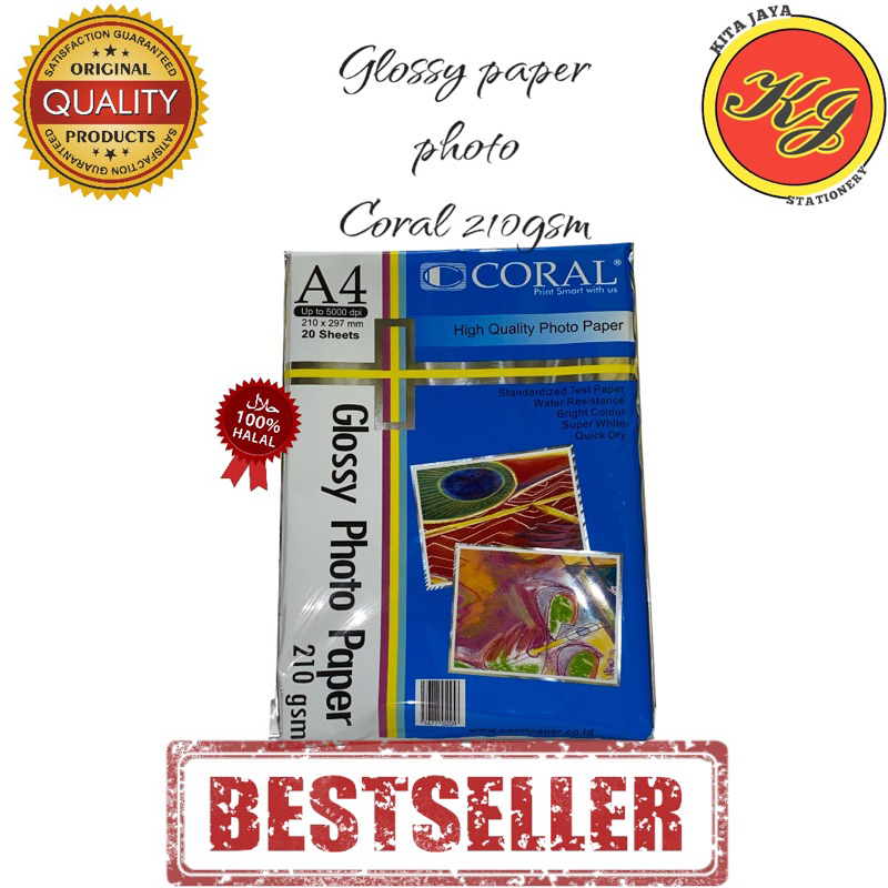

kertas photo glosy A4 210gsm coral