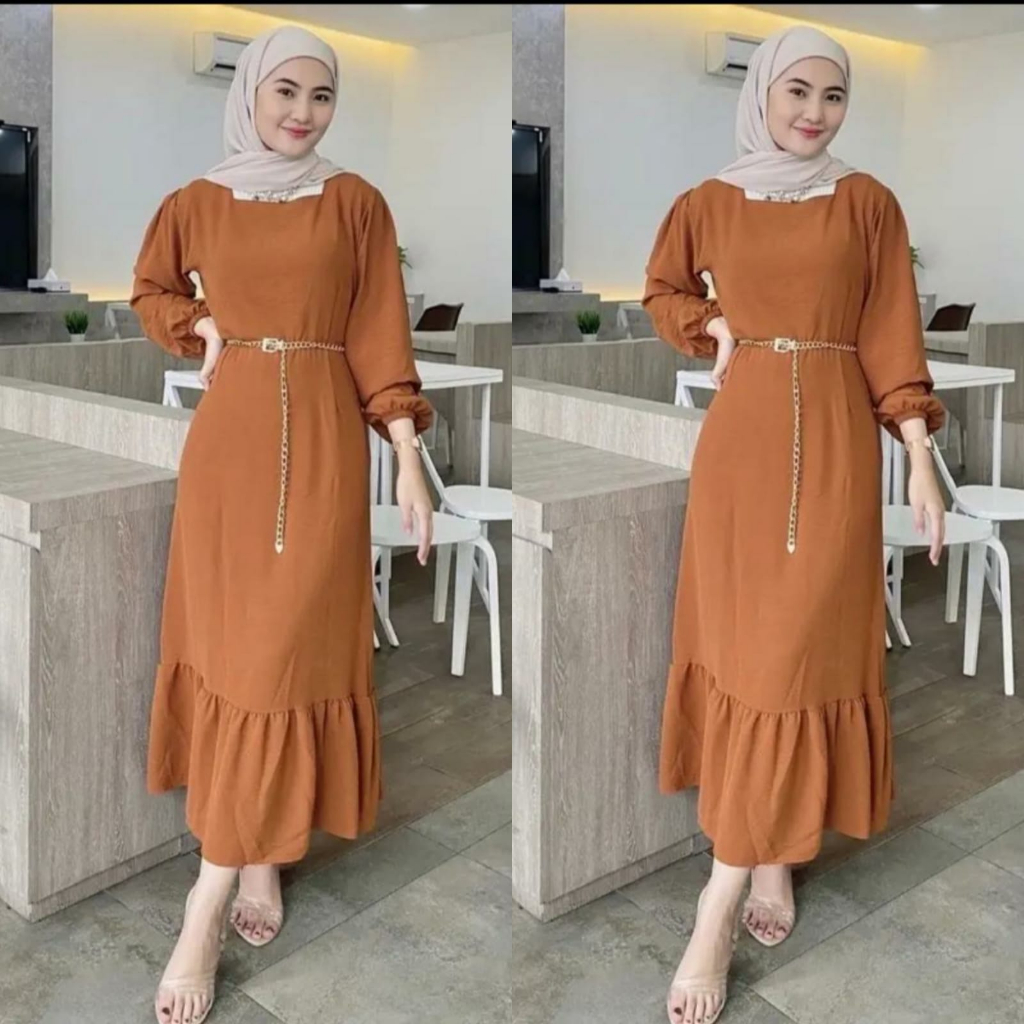 Siska Midi Dress Duyung Cringkle Airflow Busui Jumbo