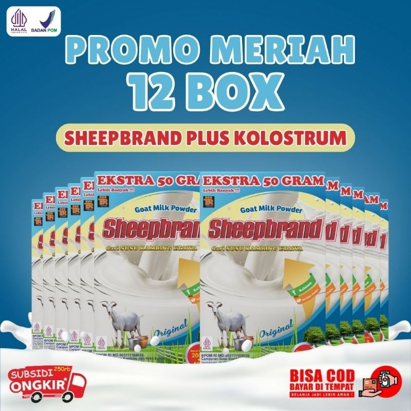 

12 BOX SHEEPBRAND PLUS KOLOSTRUM SUSU KAMBING ETAWA BUBUK ORIGINAL MADU MURAH ATASI NYERI LUTUT TULANG SENDI ASAM URAT BATUK MENAHUN ASMA PARU-PARU