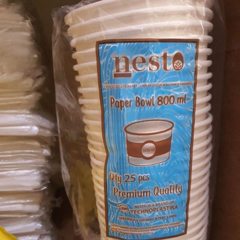 Paper bowl 800 ml dengan tutup