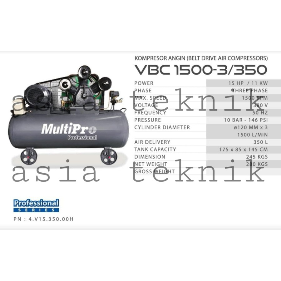 Kompresor Angin 15 Hp Heavy Duty Multipro Air Compressor 15 Hp Terbaik