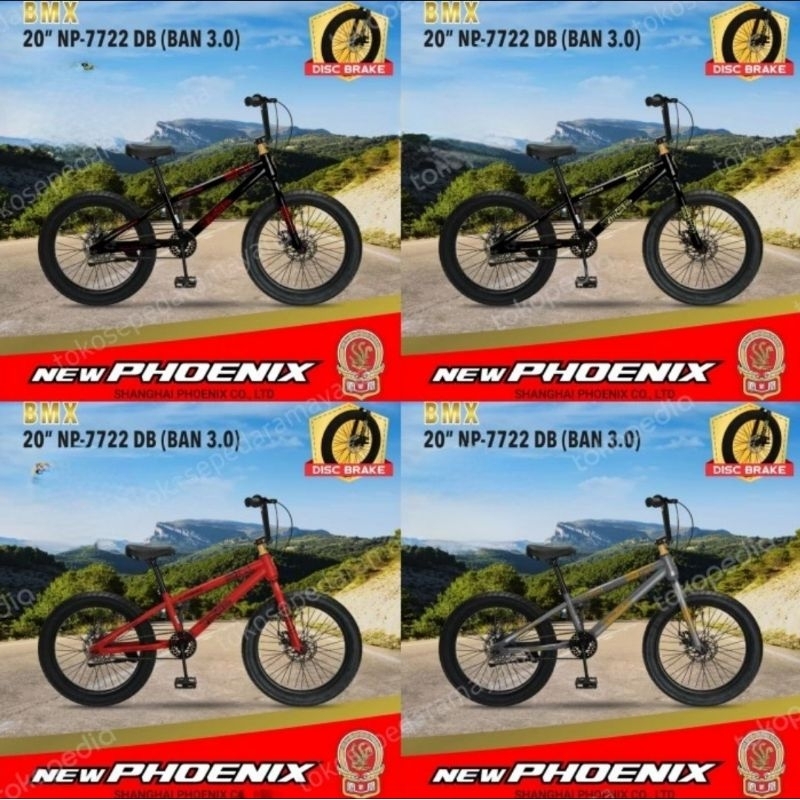 Sepeda BMX 20 New Phoenix NP 7722 DB 7722DB Disk Brake Cakram Ban 3.0