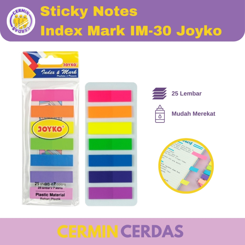 

Index Mark IM-30 Joyko Plastik Sticky Notes Penanda Pembatas Buku