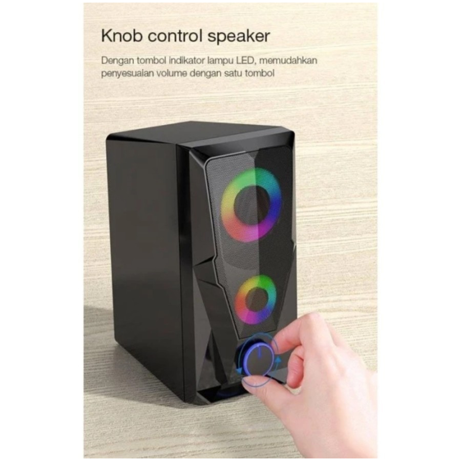MH - Speaker Gaming PC RGB Robot Gamen 3.5mm AUX Stereo