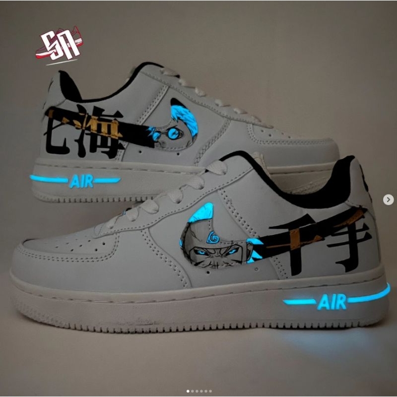 (BISA CUSTOM GAMBAR)  AF 1 Custom Glow In The Dark Nanami x Tobirama