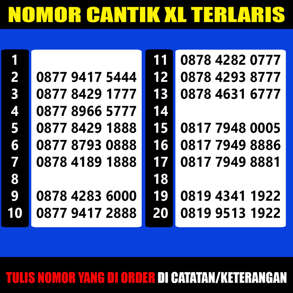Nomor Cantik XL Nocan Nomer Cantik Abab Triple Kwartet Murah