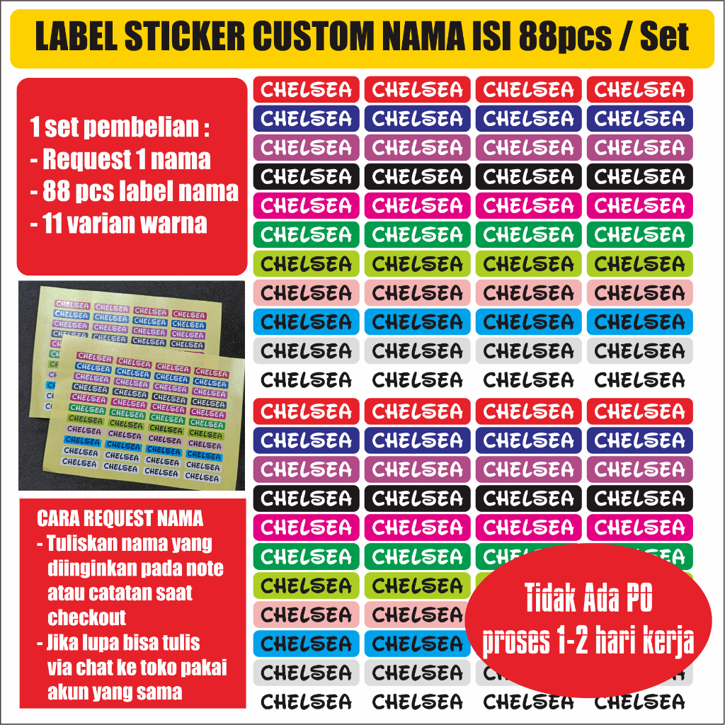 

BA145 Label Sticker Custom Nama Isi 88pcs per Set, Bisa Tempel Di Buku Tulis, Mapel, Alat Tulis, dll. Stiker Chromo Waterproof atau Anti Luntur
