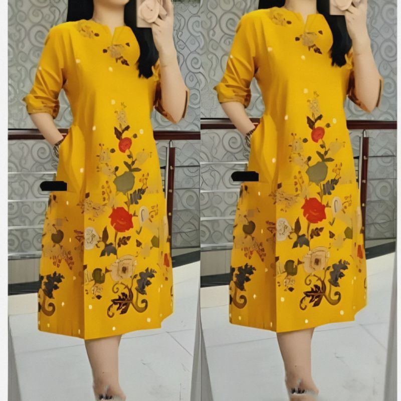 Dress Dres Batik Premium - Atasan Batik Wanita Modern Kekinian Jumbo
