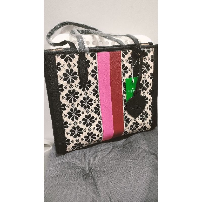 Ks Kate Spade FREE JAMTANGAN Tas Tote Flower Jacquard Tote Bag Wanita Premium