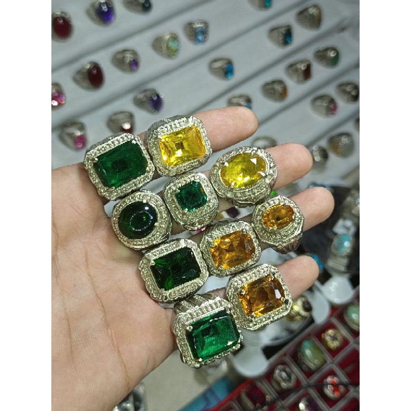 cincin green topaz dan yellow topaz