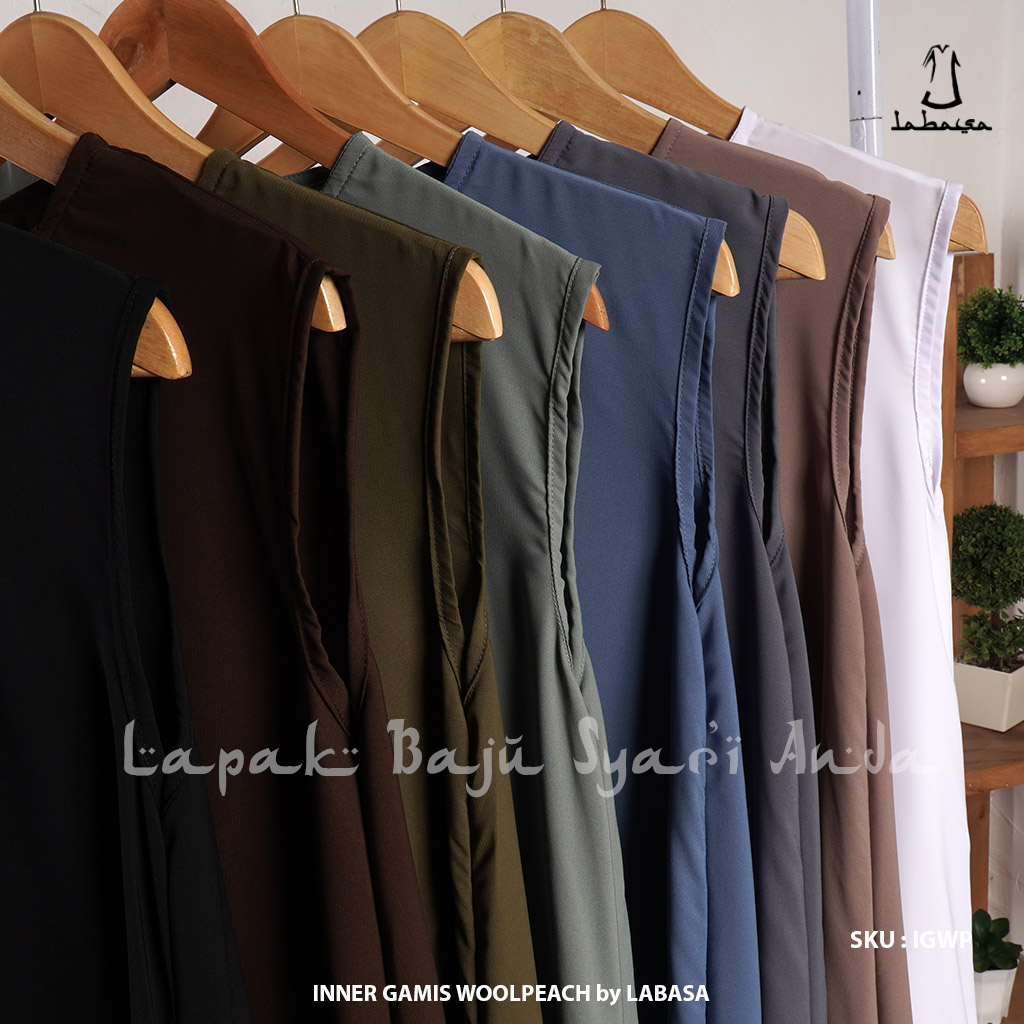 Inner Dress Kutungan Polos Wolvis Wolfis Woolpeach Ruqoyyah Series | Gamis Tanpa Lengan | Labasa Ori
