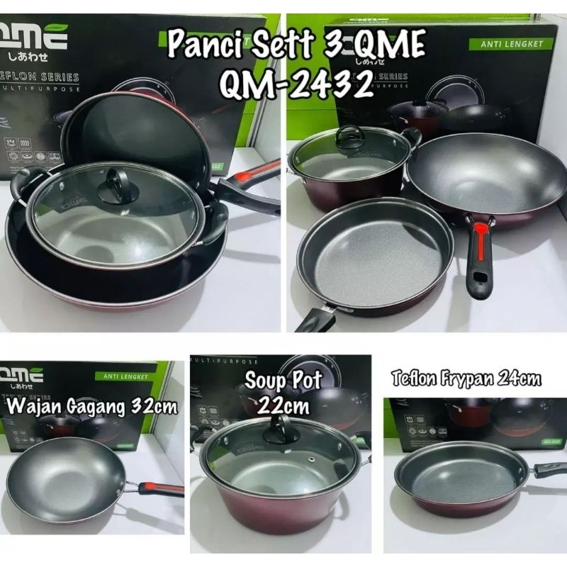 Panci Set QME isi 3 Anti Lengket