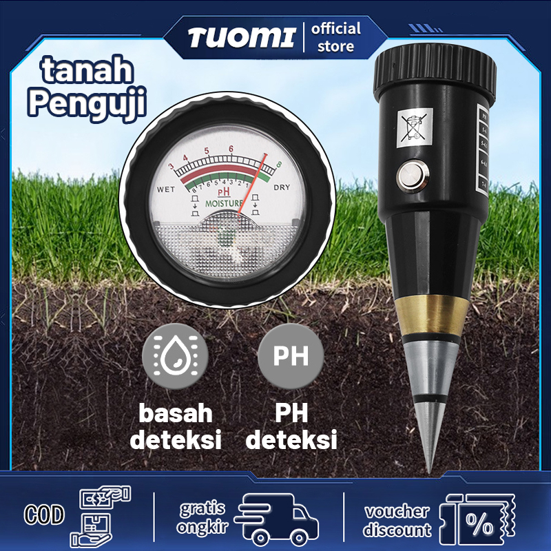 Tuomi-2 in 1 Pen Alat pengukur ph tanah / Pengukur ph tanah digital / 3 ~ 8ph / alat ukur ph tanah