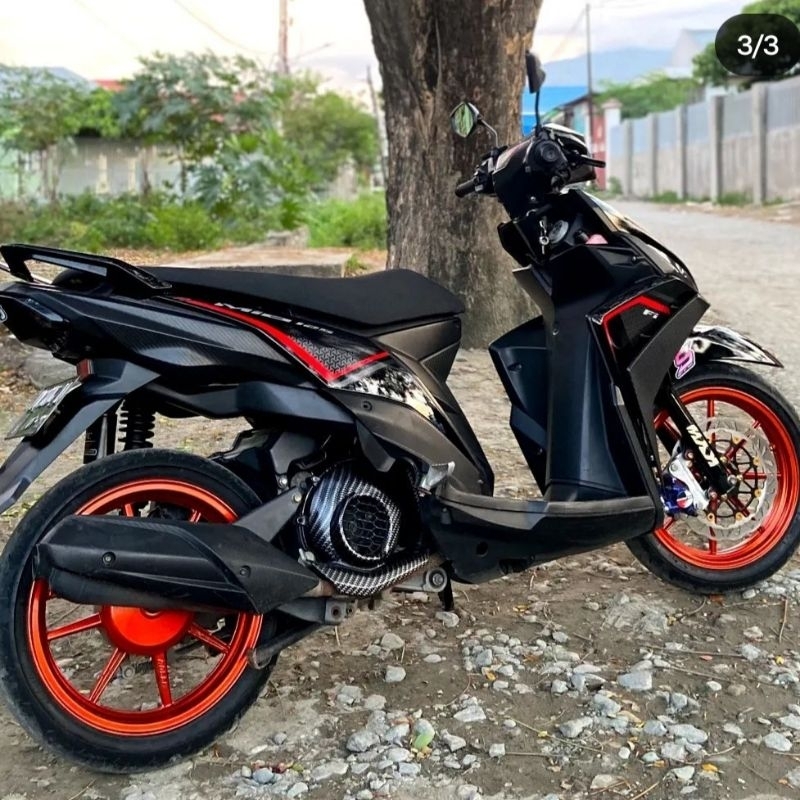 STRIPING STICKER LIS STANDAR ORI YAMAHA MIO M3 2020 2021 HITAM LIS MERAH
