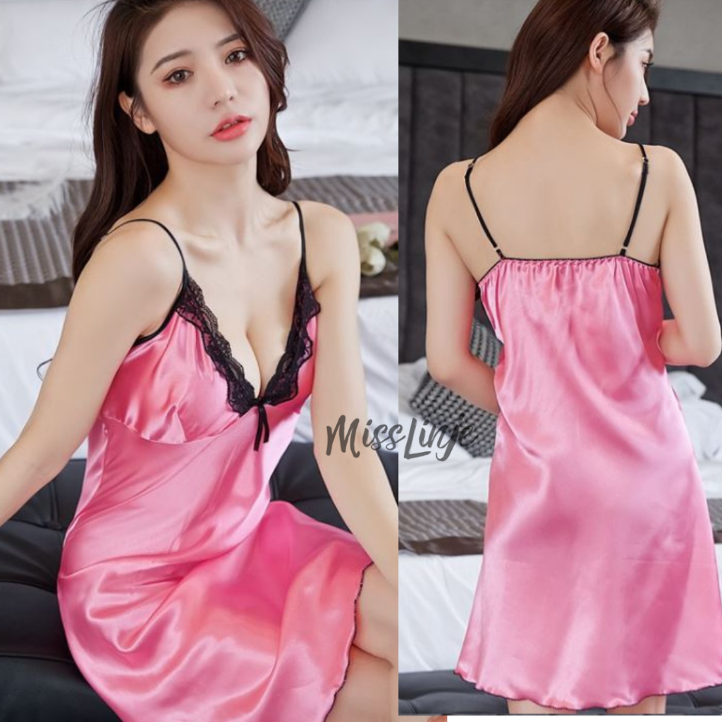 Lingerie Sexy Daster Seksi Tali Baju Tidur Satin Wanita Murah