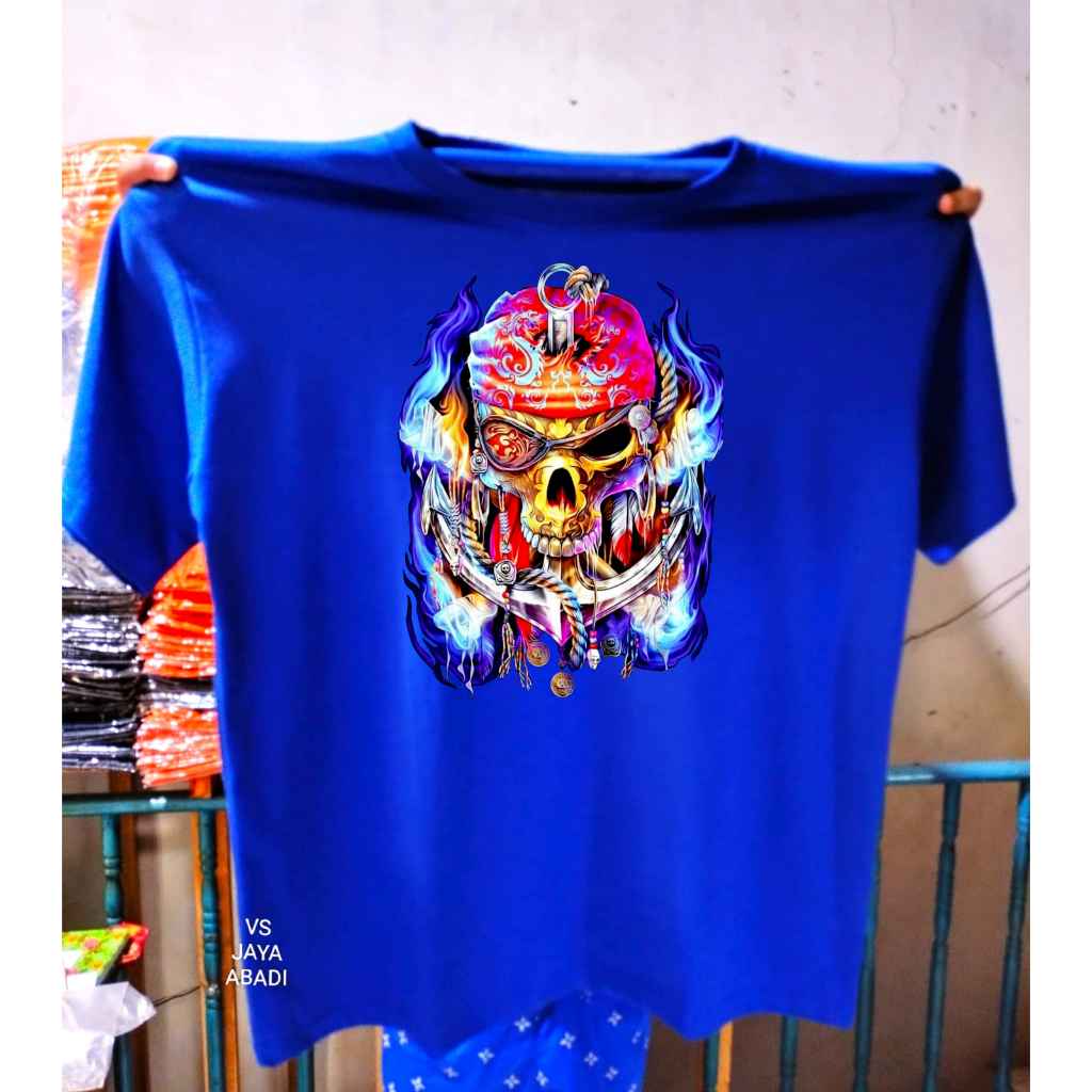 KAOS BIGSIZE SKULL TENGKORAK PIRATE BAJAK LAUT, BAJU JUMBO XXL XXXL 4XL 5XL