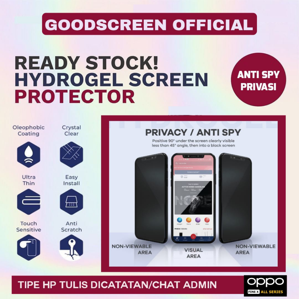 Anti Gores Hydrogel ANTI SPY OPPO FIND X SERIES Oppo Find X|Oppo Find X2|Oppo Find X2 Pro|Oppo Find 