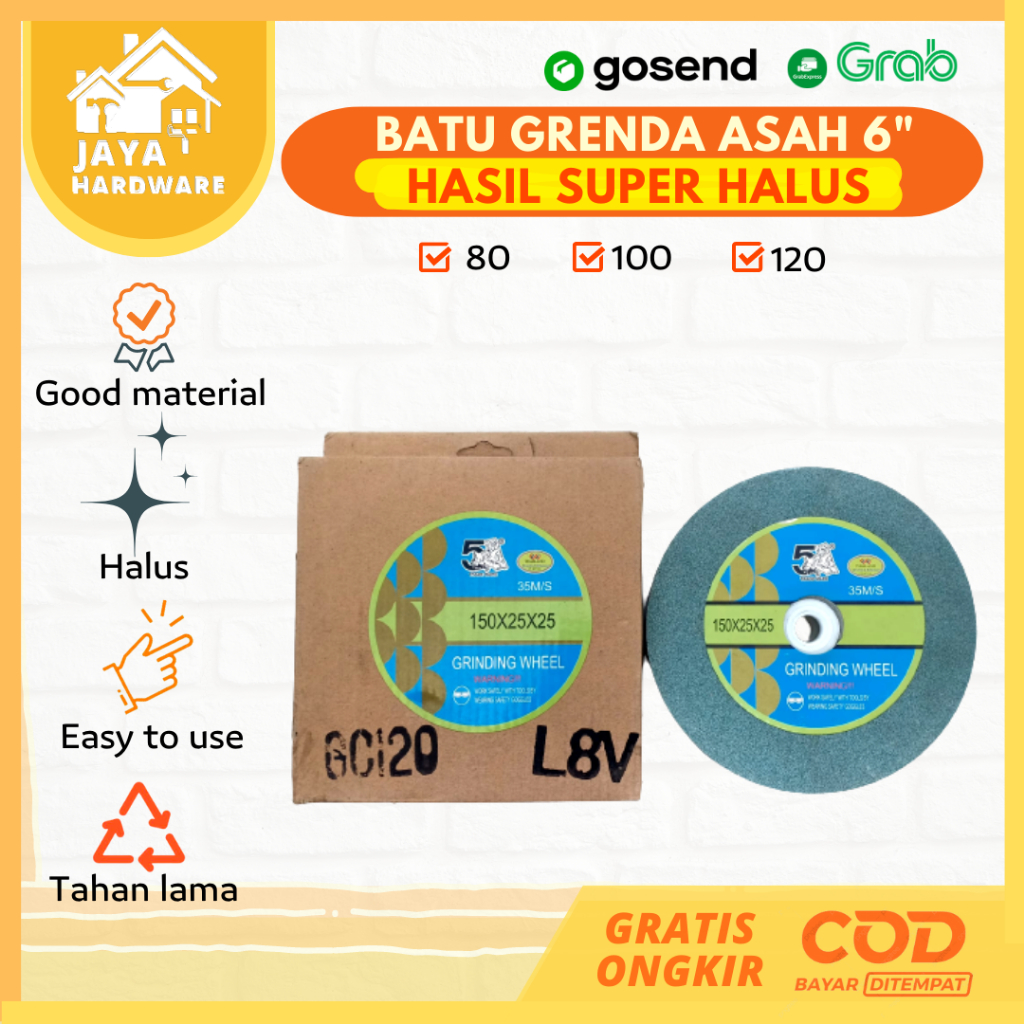 BATU GRENDA GRINDA GURINDA WIDIA POLES ASAH DUDUK 6" 6 INCH 150MM GREEN SILICONE CARBIDE HIJAU IJO I