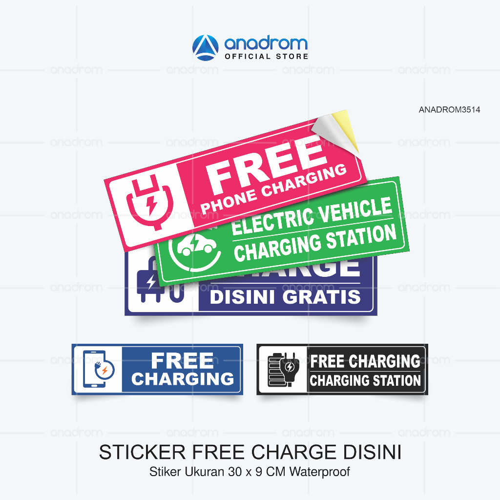 

Sticker Free Charger Disini Gratis | Size 30x9 Cm | Anadrom 3514