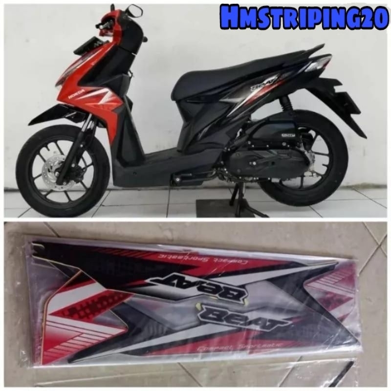 STRIPING STIKER LIS BODY HONDA BEAT CBS 2020 MERAH HITAM ORIGINAL