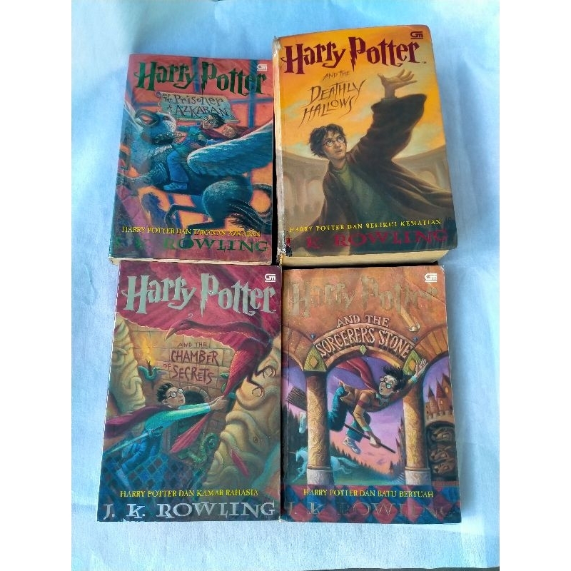 PAKET NOVEL ORIGINAL HARRY POTTER DAN BATU BERTUAH,KAMAR RAHASIA,TAWANAN AZKABAN,RELIKUI KEMATIAN