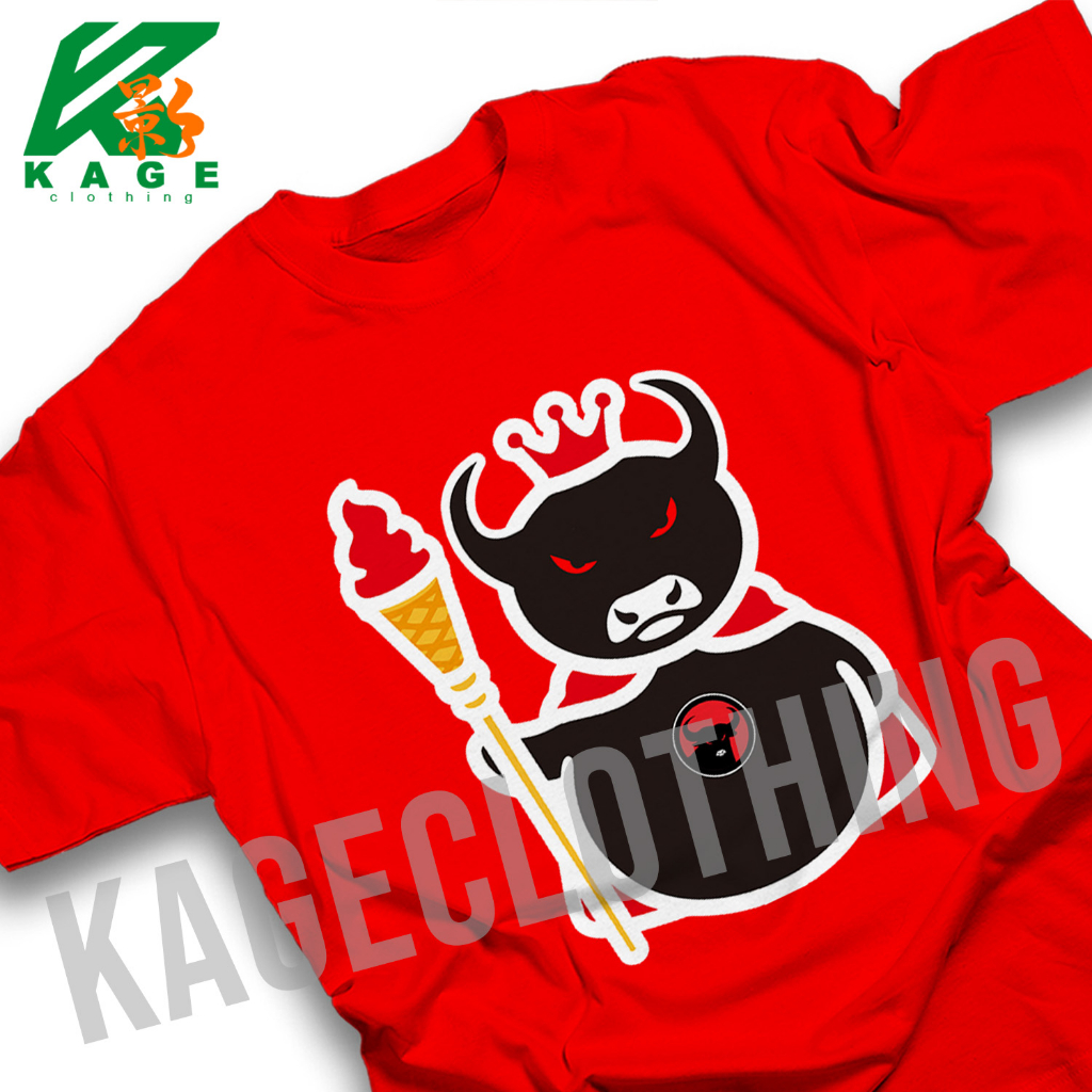 Kaos MIXUE BANTENG MERAH Tshirt baju distro cotton combed 30s KAOS DEWASA UNISEX Kaos partai  PDI PE