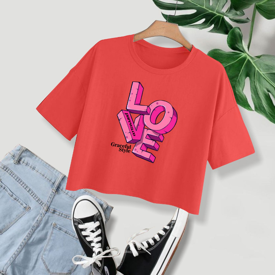 Kaos Crop Oversize Wanita Kekinian Kaos Crop Cotton Premium