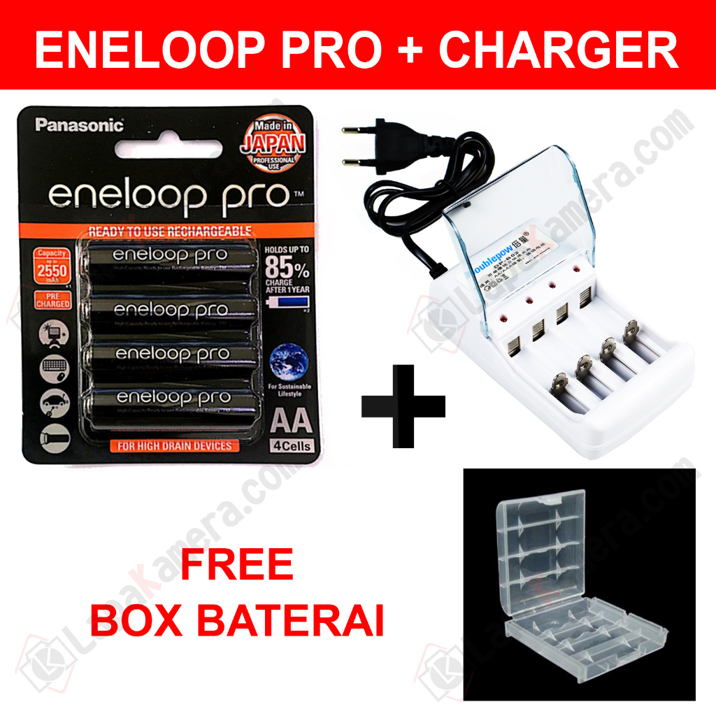 Baterai Eneloop PRO 2500 mAh + Charger AA / AAA for enelop