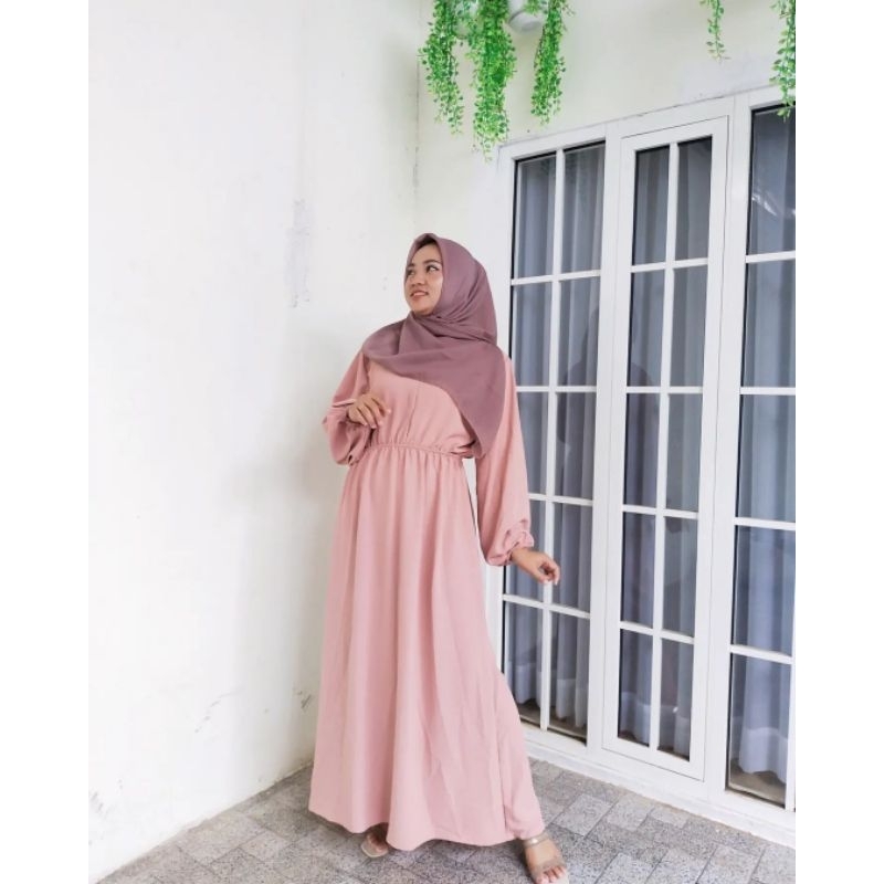 Gamis Polos Crinkle Airflow/Gamis Wanita/Baju Wanita Crinkle