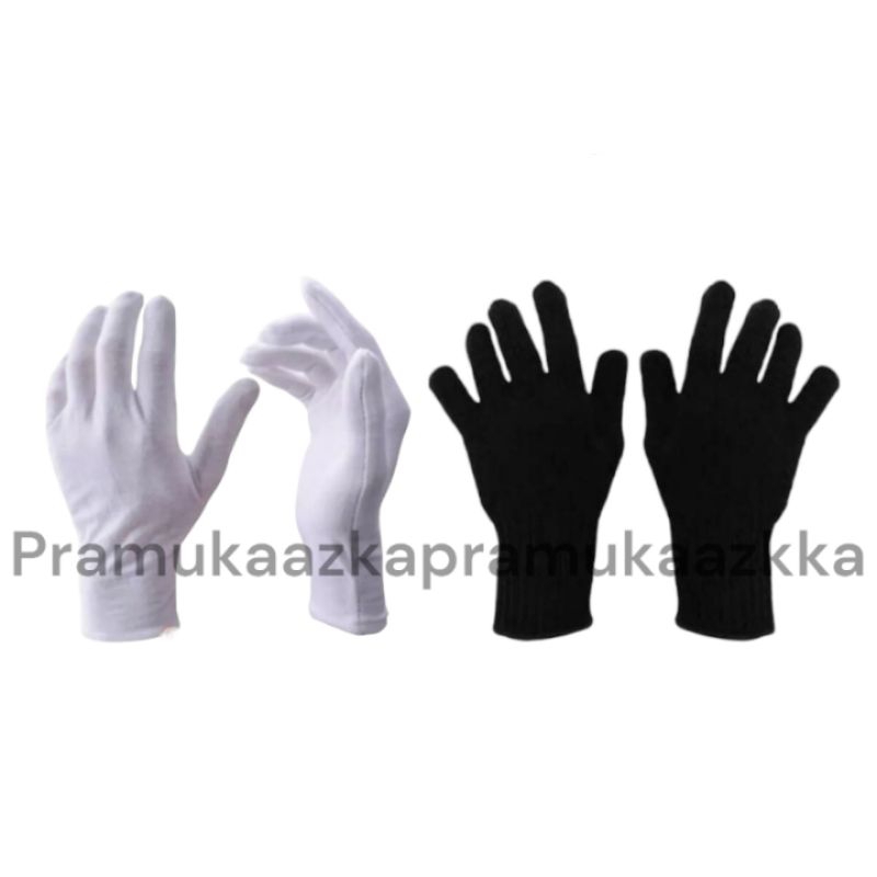 Sarung Tangan Paskibra 1 set | Hitam | Putih