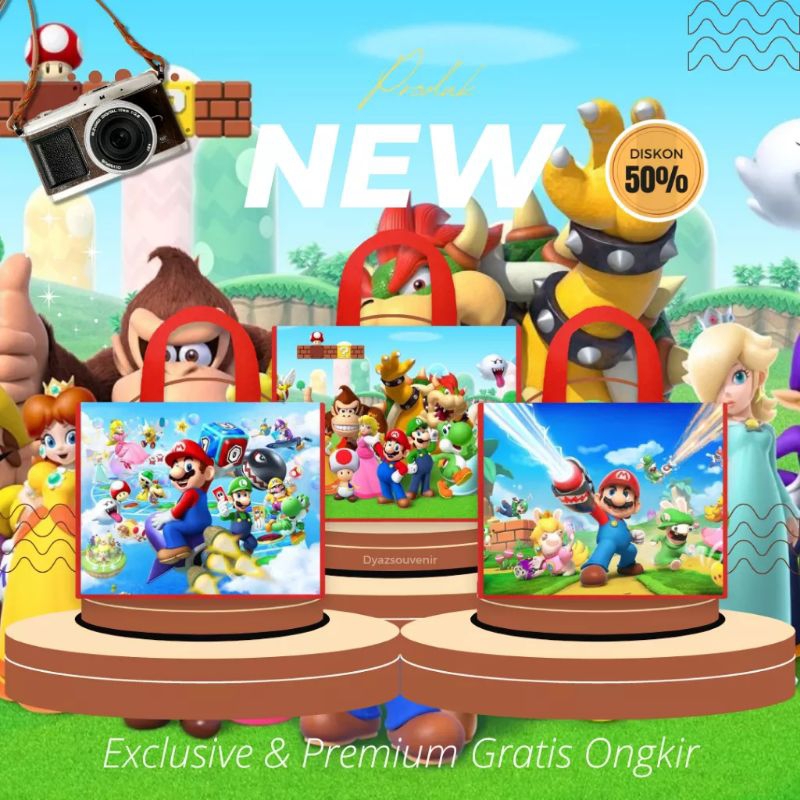 

Tas Ultah Super Mario Luigi Peach Princess Tas Souvenir Custom Goodiebag