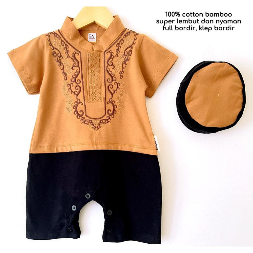KOKO AZIZ Baju Bayi Peci Muslim Laki Laki Cowok New Born, 0 6 bulan, Impor Murah Lucu